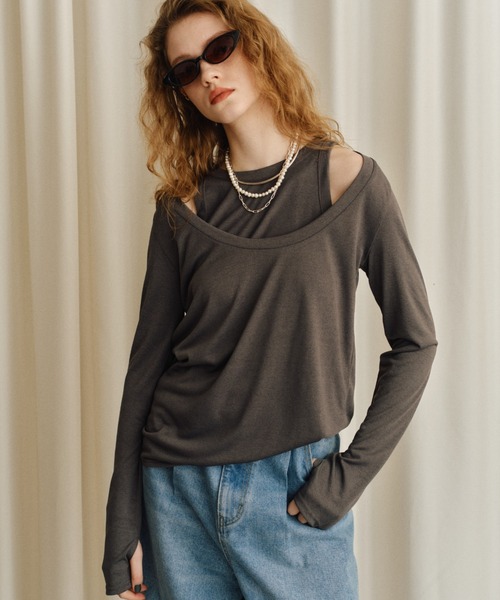 yae（ヤエ）の「2set multi way tops/ 2セットマルチウェイトップス（Tシャツ/カットソー・レディース・ホワイト/グレー/ブラック・FREE）」の3枚目の写真