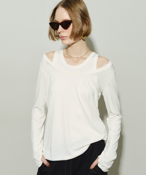 yae（ヤエ）の「2set multi way tops/ 2セットマルチウェイトップス（Tシャツ/カットソー・レディース・ホワイト/グレー/ブラック・FREE）」の2枚目の写真