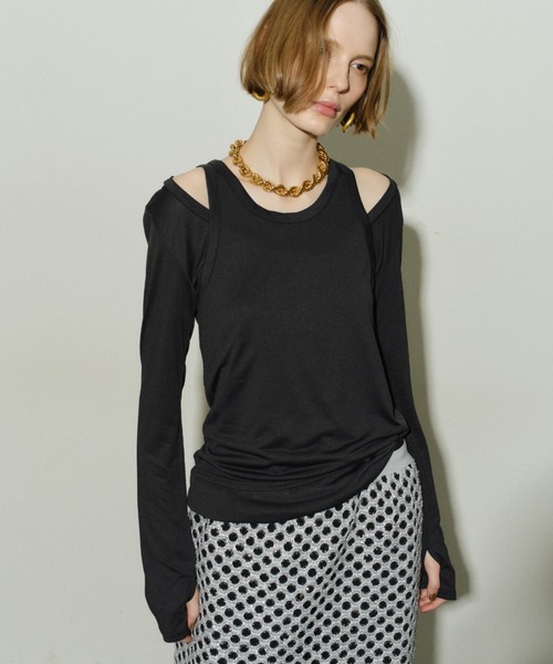 yae ヤエ バルーンブラウス ブラック （yae】Lace blouse