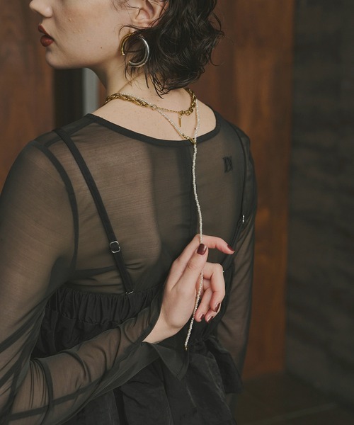 ANDRESD tシャツ corset style sheer tops コルセットスタイル