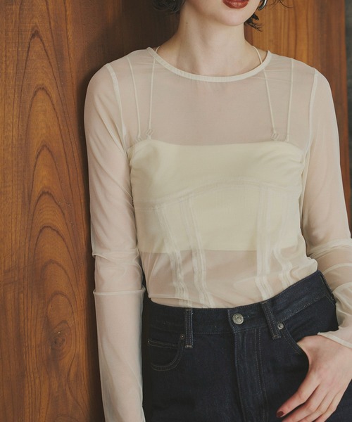 corset style sheer tops コルセットスタイルシアートップス（T