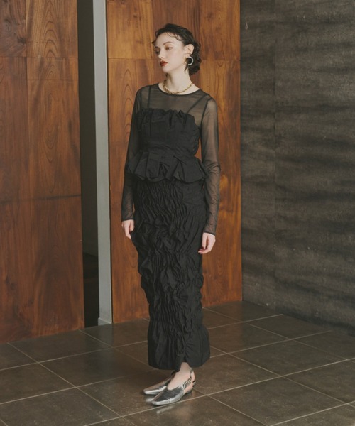 コルセットスタイルシアートップス / corset style sheer tops