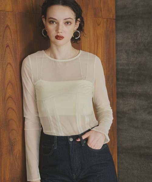 コルセットスタイルシアートップス / corset style sheer tops（T