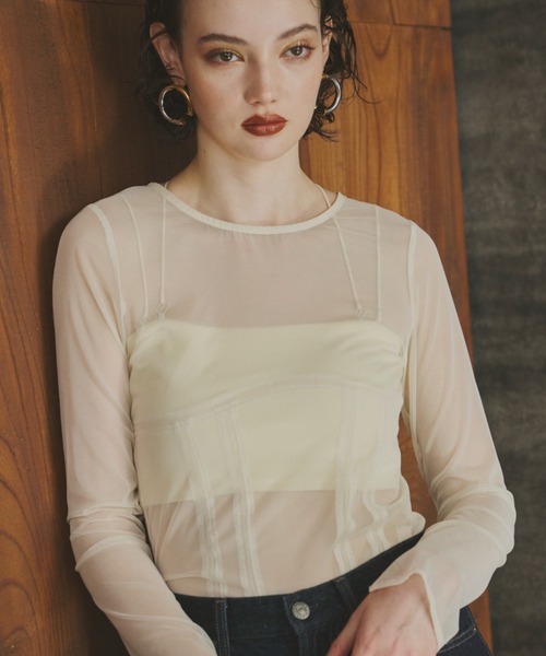 コルセットスタイルシアートップス / corset style sheer tops（T