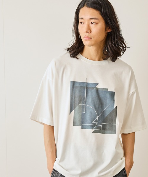JUNRED(ジュンレッド)の「ジオメトリックアートTシャツ(Tシャツ/カットソー・メンズ・ホワイト/ブラック・S/M/L)」の3枚目の写真