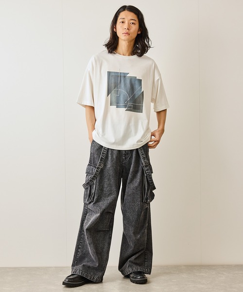 JUNRED(ジュンレッド)の「ジオメトリックアートTシャツ(Tシャツ/カットソー・メンズ・ホワイト/ブラック・S/M/L)」の7枚目の写真