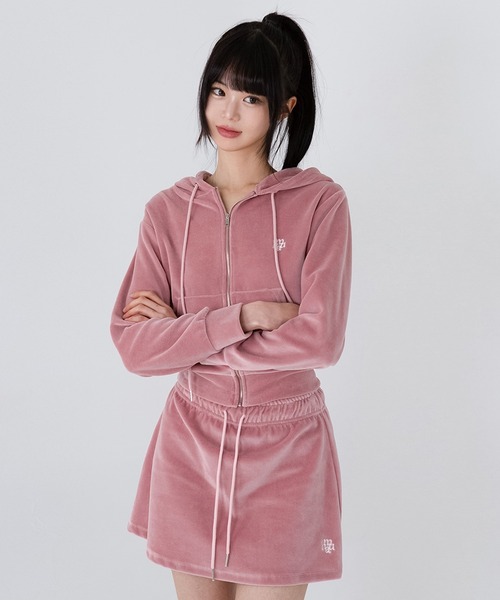 muahmuah(ムーアムーア)の「A'GEM/9 × .kom 『muah muah/ムーアムーア』 VELOUR TRAINING SKIRT/ベロア トレーニング スカート(スカート・レディース・ベージュ/ピンク/ブラック/グレー・FREE)」の14枚目の写真