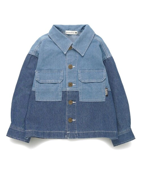 BRANSHES（ブランシェス）の「配色デニムジャケット（デニムジャケット・キッズ・ブルー・140/130/120/110/100/90/150）」の2枚目の写真