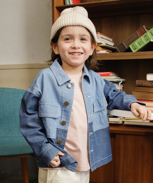 BRANSHES（ブランシェス）の「配色デニムジャケット（デニムジャケット・キッズ・ブルー・140/130/120/110/100/90/150）」の3枚目の写真