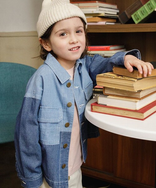 BRANSHES（ブランシェス）の「配色デニムジャケット（デニムジャケット・キッズ・ブルー・140/130/120/110/100/90/150）」の4枚目の写真