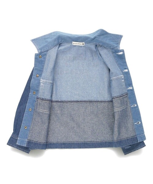 BRANSHES（ブランシェス）の「配色デニムジャケット（デニムジャケット・キッズ・ブルー・140/130/120/110/100/90/150）」の8枚目の写真