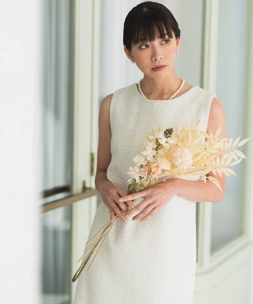 Rebloom（リブルーム Rebloom Reb loom）の「【セットアップ対応/洗える/セレモニースーツ】ツイードノースリーブワンピース 単品 ≪卒園式 入園式 ママスーツ≫（スーツスカート・レディース・ホワイト/ブラック・S/L/M）」の3枚目の写真