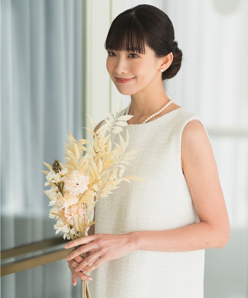 Rebloom（リブルーム Rebloom Reb loom）の「【セットアップ対応/洗える/セレモニースーツ】ツイードノースリーブワンピース 単品 ≪卒園式 入園式 ママスーツ≫（スーツスカート・レディース・ホワイト/ブラック・S/L/M）」の5枚目の写真