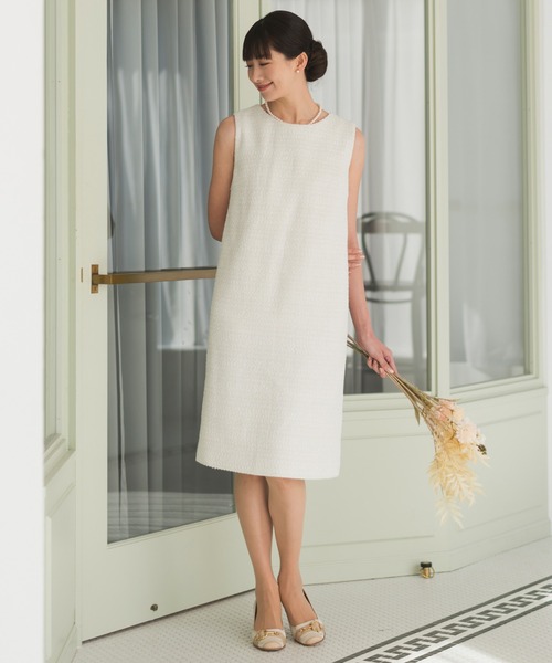 Rebloom（リブルーム Rebloom Reb loom）の「【セットアップ対応/洗える/セレモニースーツ】ツイードノースリーブワンピース 単品 ≪卒園式 入園式 ママスーツ≫（スーツスカート・レディース・ホワイト/ブラック・S/L/M）」の10枚目の写真