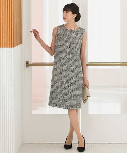 Rebloom（リブルーム Rebloom Reb loom）の「【セットアップ対応/洗える/セレモニースーツ】ツイードノースリーブワンピース 単品 ≪卒園式 入園式 ママスーツ≫（スーツスカート・レディース・ホワイト/ブラック・S/L/M）」の14枚目の写真