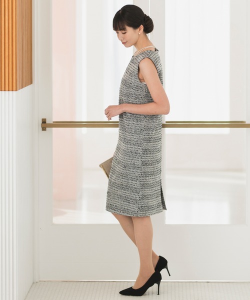 Rebloom（リブルーム Rebloom Reb loom）の「【セットアップ対応/洗える/セレモニースーツ】ツイードノースリーブワンピース 単品 ≪卒園式 入園式 ママスーツ≫（スーツスカート・レディース・ホワイト/ブラック・S/L/M）」の15枚目の写真