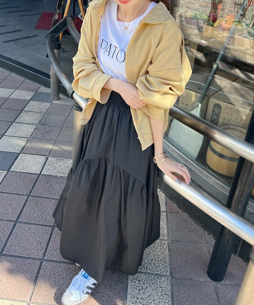 Futier land(フューティアランド)の「スタンドカラーダブルポケットジャケット(ブルゾン・レディース・カーキ/ブラック/ベージュ・FREE)」の4枚目の写真