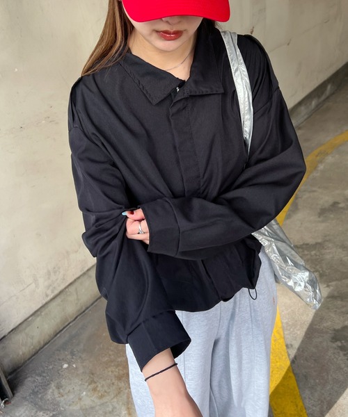 Futier land(フューティアランド)の「スタンドカラーダブルポケットジャケット(ブルゾン・レディース・カーキ/ブラック/ベージュ・FREE)」の12枚目の写真