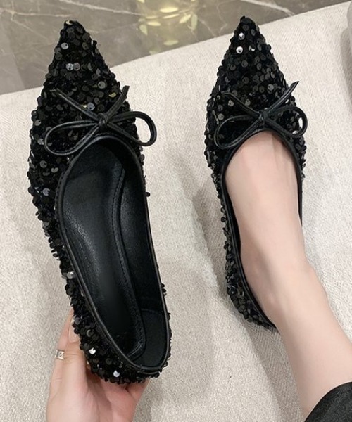 ampm（エーエムピーエム）の「スパンコールポンティッドトゥフラットパンプス（パンプス・レディース・シルバー/ブラック・40/39/38/37/36/35）」の20枚目の写真