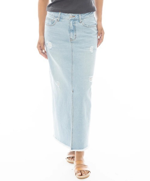 BILLABONG(ビラボン)の「BILLABONG レディース 【BBG BEACHLOVERJEANS】 CRUSH LONG SKIRT DENIM スカート 【2025年春夏モデル】/ビラボンデニムロングスカート(スカート・レディース・ブルー/ライトブルー・SMALL/MEDIUM/LARGE)」の1枚目の写真