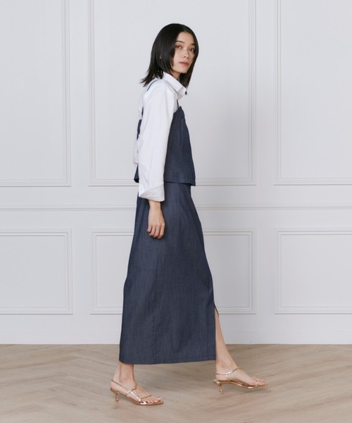 INED（イネド）の「デニム風ビスチェ【セットアップ対応】（シャツ/ブラウス・レディース・インディゴブルー・7号/9号）」の3枚目の写真