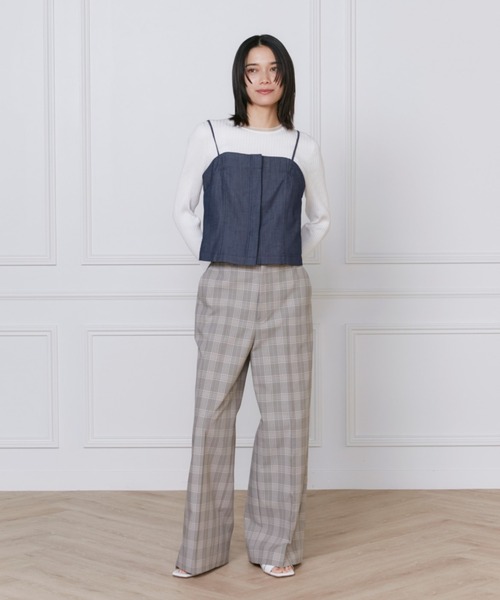 INED（イネド）の「デニム風ビスチェ【セットアップ対応】（シャツ/ブラウス・レディース・インディゴブルー・7号/9号）」の5枚目の写真