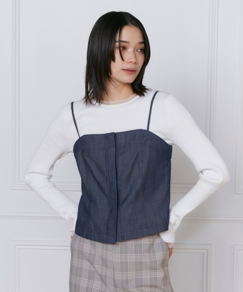 INED（イネド）の「デニム風ビスチェ【セットアップ対応】（シャツ/ブラウス・レディース・インディゴブルー・7号/9号）」の8枚目の写真