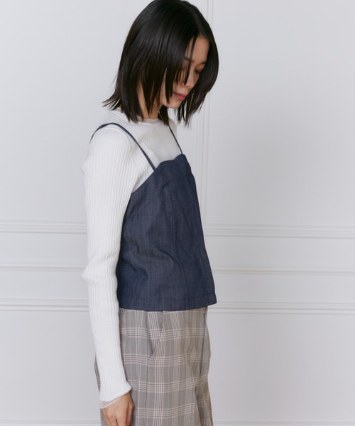 INED（イネド）の「デニム風ビスチェ【セットアップ対応】（シャツ/ブラウス・レディース・インディゴブルー・7号/9号）」の9枚目の写真