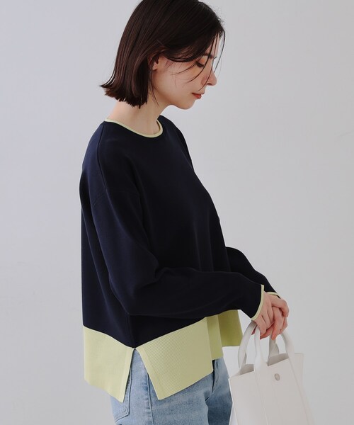 OPAQUE.CLIP(オペークドットクリップ)の「◆バイカラーボクシーニット【洗濯機洗い可】(ニット/セーター・レディース・ブラック系4/ネイビー系4/アイボリー系4・42/40/38)」の15枚目の写真