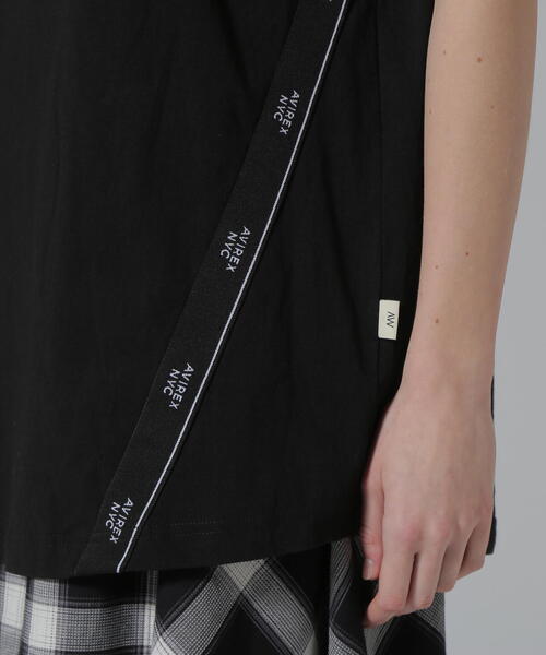 AVIREX(アヴィレックス)の「CUFFS OPEN LOGO TAPE EMBROIDERED ONEPIECE/カフスオープンロゴテープ刺繍ワンピース(ワンピース・レディース・ブラック/パープル/ホワイト系2・F)」の12枚目の写真