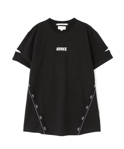 AVIREX(アヴィレックス)の「CUFFS OPEN LOGO TAPE EMBROIDERED ONEPIECE/カフスオープンロゴテープ刺繍ワンピース(ワンピース・レディース・ブラック/パープル/ホワイト系2・F)」の14枚目の写真