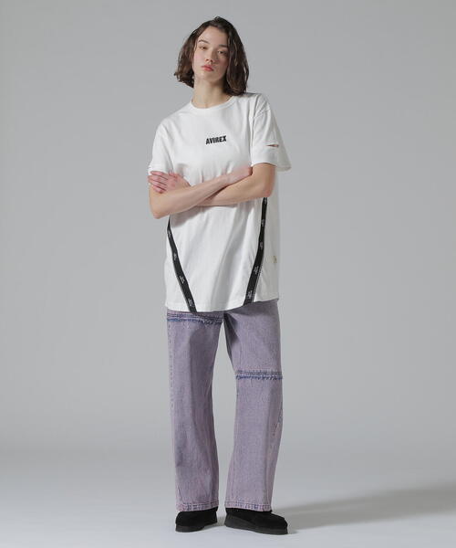 AVIREX(アヴィレックス)の「CUFFS OPEN LOGO TAPE EMBROIDERED ONEPIECE/カフスオープンロゴテープ刺繍ワンピース(ワンピース・レディース・ブラック/パープル/ホワイト系2・F)」の18枚目の写真