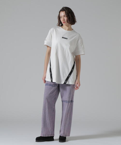 AVIREX(アヴィレックス)の「CUFFS OPEN LOGO TAPE EMBROIDERED ONEPIECE/カフスオープンロゴテープ刺繍ワンピース(ワンピース・レディース・ブラック/パープル/ホワイト系2・F)」の19枚目の写真