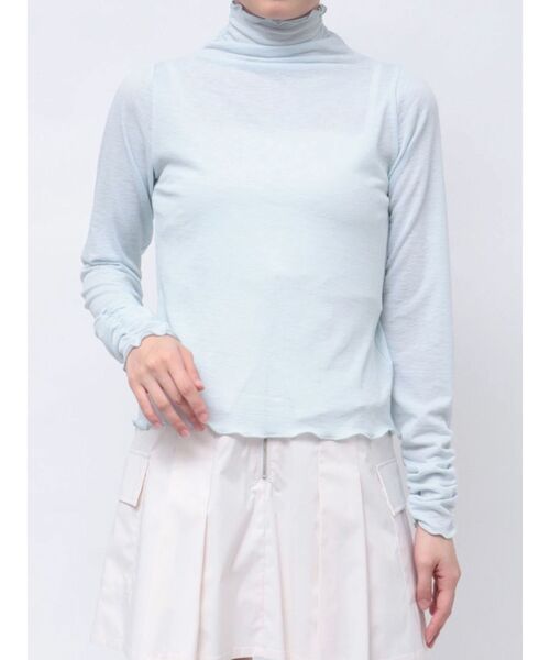 MERCURYDUO(マーキュリーデュオ)の「ハイネックシアートップス(Tシャツ/カットソー・レディース・ライトブルー/チャコールグレー/アイボリー・FREE)」の3枚目の写真