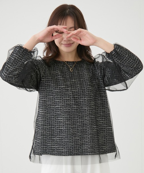 Jayro(ジャイロ)の「チュール重ねプルオーバー(Tシャツ/カットソー・レディース・ブラック/ベージュ・M)」の3枚目の写真