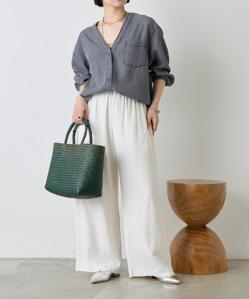 Jena espace merveilleux（ジェナ　エスパスメルヴェイユ）の「リネンキャタピラーパンツ（その他パンツ・レディース・イエロー/ブラック/オフホワイト・FREE）」の4枚目の写真