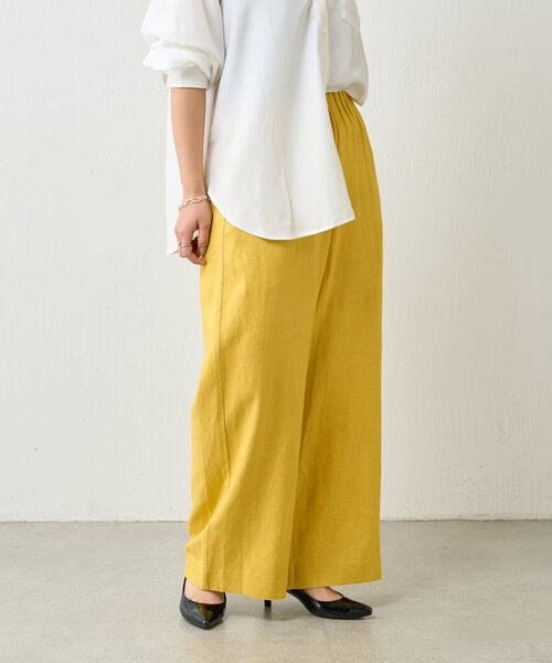 Jena espace merveilleux（ジェナ　エスパスメルヴェイユ）の「リネンキャタピラーパンツ（その他パンツ・レディース・イエロー/ブラック/オフホワイト・FREE）」の3枚目の写真