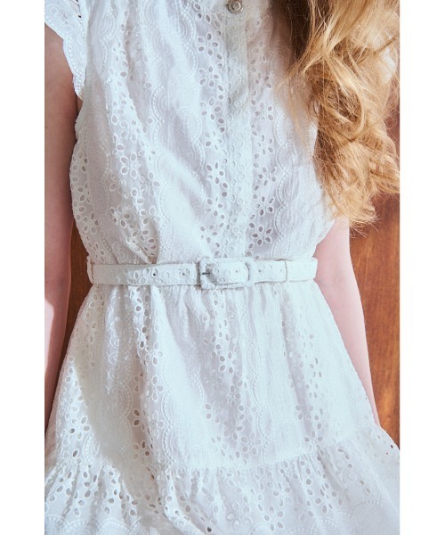 Veronica Belted Dress スタンドレースシャツドレス（ワンピース