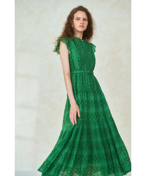 Veronica Belted Dress スタンドレースシャツドレス（ワンピース