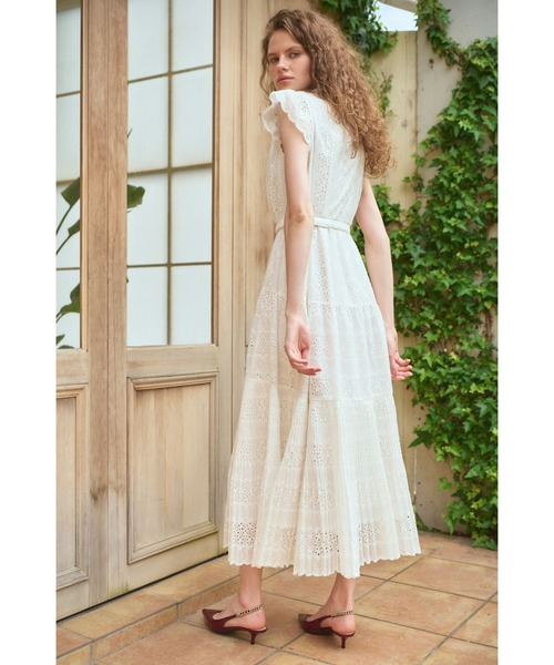 Veronica Belted Dress スタンドレースシャツドレス（ワンピース