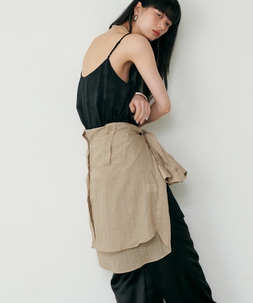 LARUTA(ラルータ)の「【LARUTA】マットバックサテンチュニックワンピース(キャミソール・レディース・ブラック/ブラウン・FREE)」の14枚目の写真