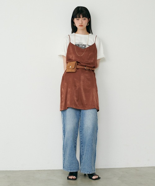 LARUTA(ラルータ)の「【LARUTA】マットバックサテンチュニックワンピース(キャミソール・レディース・ブラック/ブラウン・FREE)」の21枚目の写真