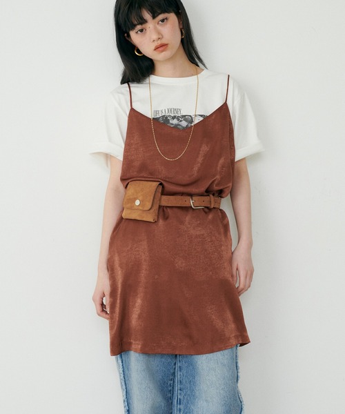 LARUTA(ラルータ)の「【LARUTA】マットバックサテンチュニックワンピース(キャミソール・レディース・ブラック/ブラウン・FREE)」の20枚目の写真