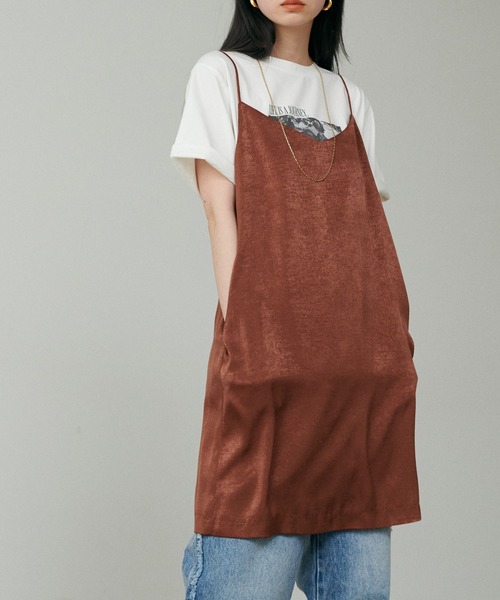 LARUTA(ラルータ)の「【LARUTA】マットバックサテンチュニックワンピース(キャミソール・レディース・ブラック/ブラウン・FREE)」の16枚目の写真