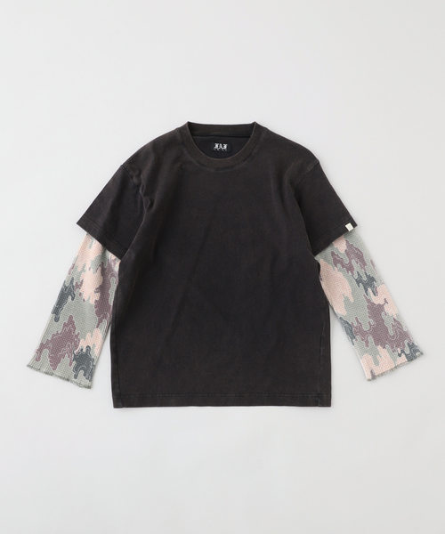 FAF(フェイク アス フラワーズ)の「【FAF / フェイク アス フラワーズ】カモ ダブル スリーブ Tシャツ(Tシャツ/カットソー・メンズ・ブラック/ホワイト系その他・1)」の2枚目の写真