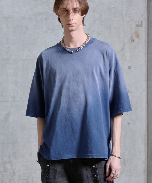 SERACE（セラス）の「【SERACE】Vintage design loose gradation t-shirt / ヴィンテージデザインルーズグラデーションTシャツ（Tシャツ/カットソー・メンズ・ブラック/グレー/ネイビー/チャコールグレー/ブラウン/ブルー/ブラック系1・S/M/L）」の7枚目の写真