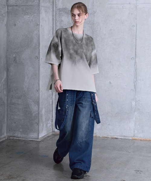 セール】【SERACE】Vintage design loose gradation t-shirt