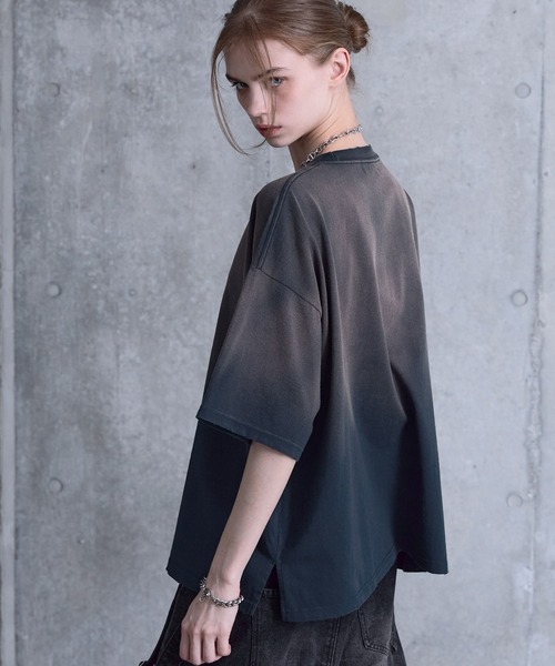 SERACE(セラス)の「【SERACE】Vintage design loose gradation t-shirt / ヴィンテージデザインルーズグラデーションTシャツ(Tシャツ/カットソー・メンズ・ブラック/グレー/ネイビー/チャコールグレー/ブラウン/ブルー/ブラック系1/ホワイト・S/M/L)」の12枚目の写真