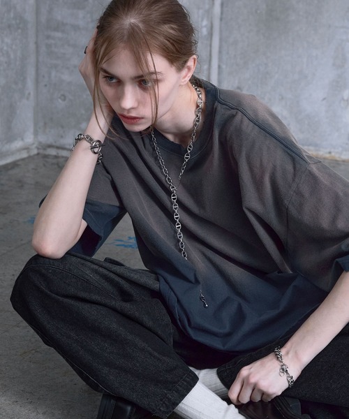 SERACE(セラス)の「【SERACE】Vintage design loose gradation t-shirt / ヴィンテージデザインルーズグラデーションTシャツ(Tシャツ/カットソー・メンズ・ブラック/グレー/ネイビー/チャコールグレー/ブラウン/ブルー/ブラック系1/ホワイト・S/M/L)」の18枚目の写真