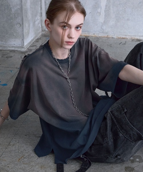 SERACE(セラス)の「【SERACE】Vintage design loose gradation t-shirt / ヴィンテージデザインルーズグラデーションTシャツ(Tシャツ/カットソー・メンズ・ブラック/グレー/ネイビー/チャコールグレー/ブラウン/ブルー/ブラック系1/ホワイト・S/M/L)」の19枚目の写真